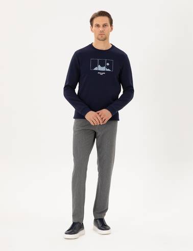 Antrasit Melanj Slim Fit Eşofman Altı