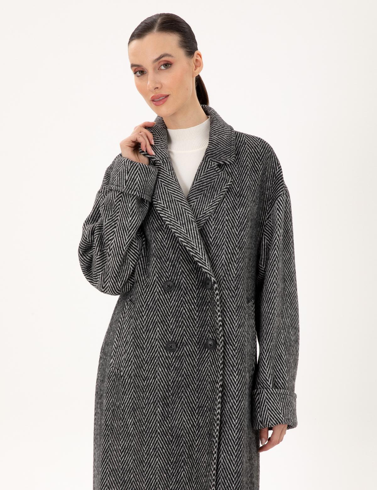 Siyah Kaşe Kaban - 50290356001