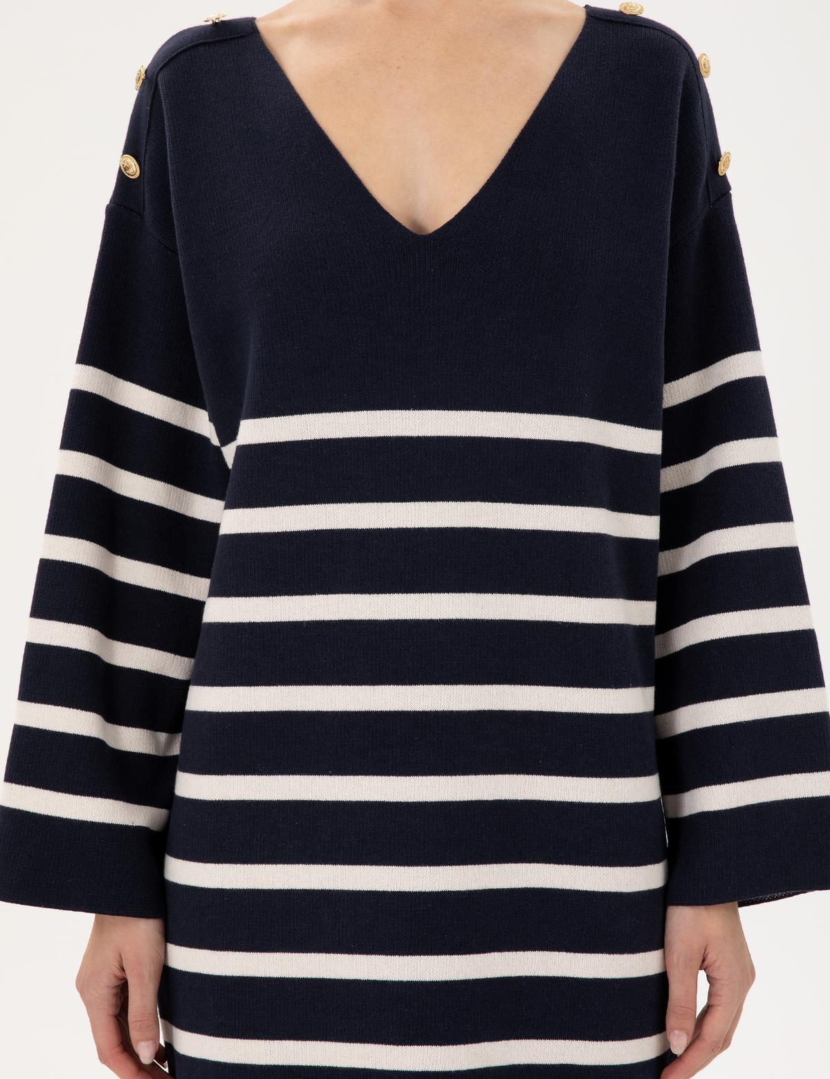 Lacivert Regular Fit Triko Elbise - 50290561006