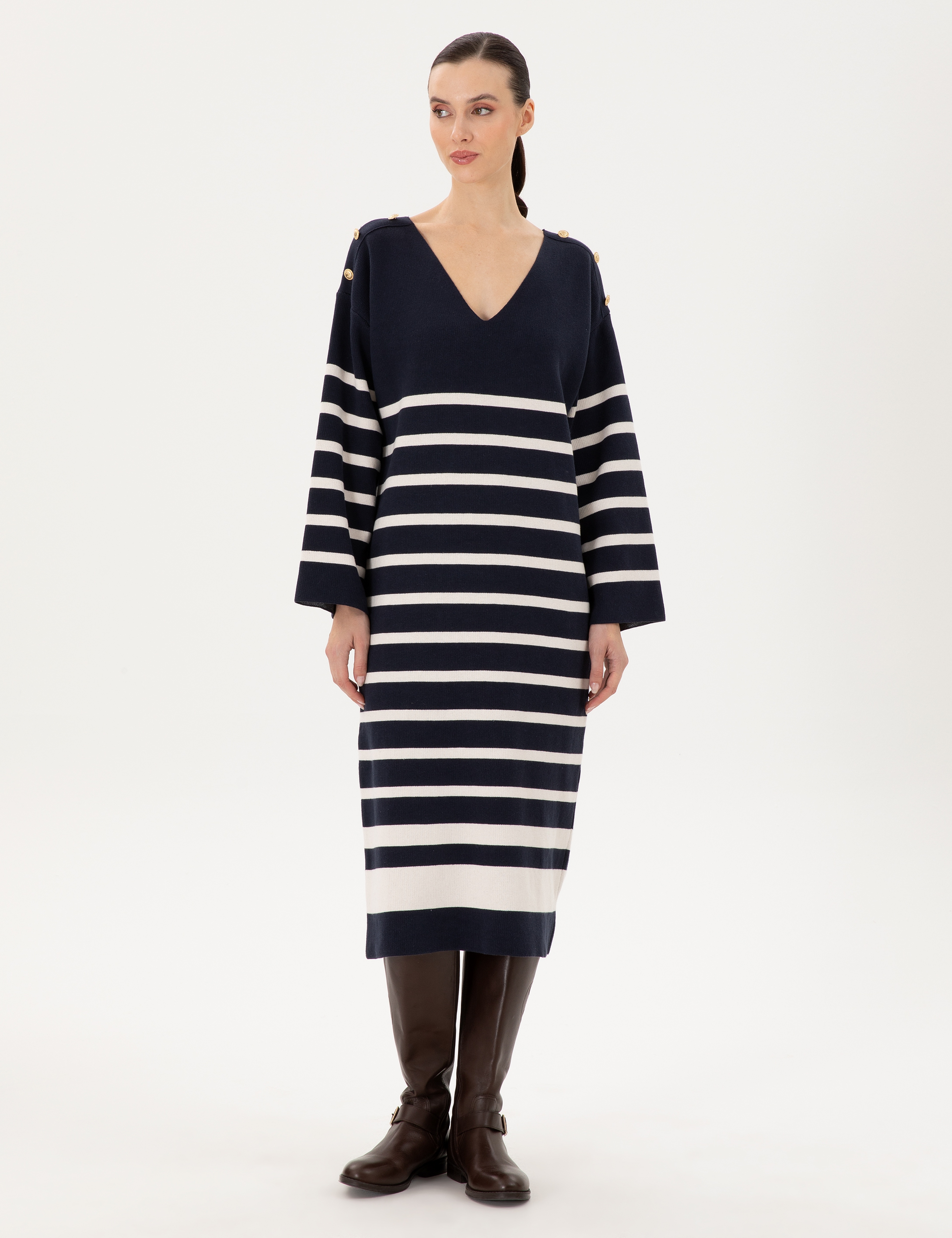 Lacivert Regular Fit Triko Elbise - Image 1