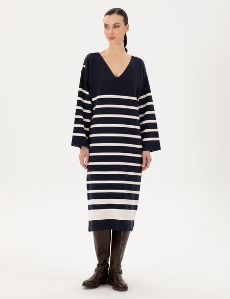 Lacivert Regular Fit Triko Elbise - 50290561006