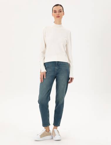 Açık Mavi Mom High Waist Fit Jean Pantolon