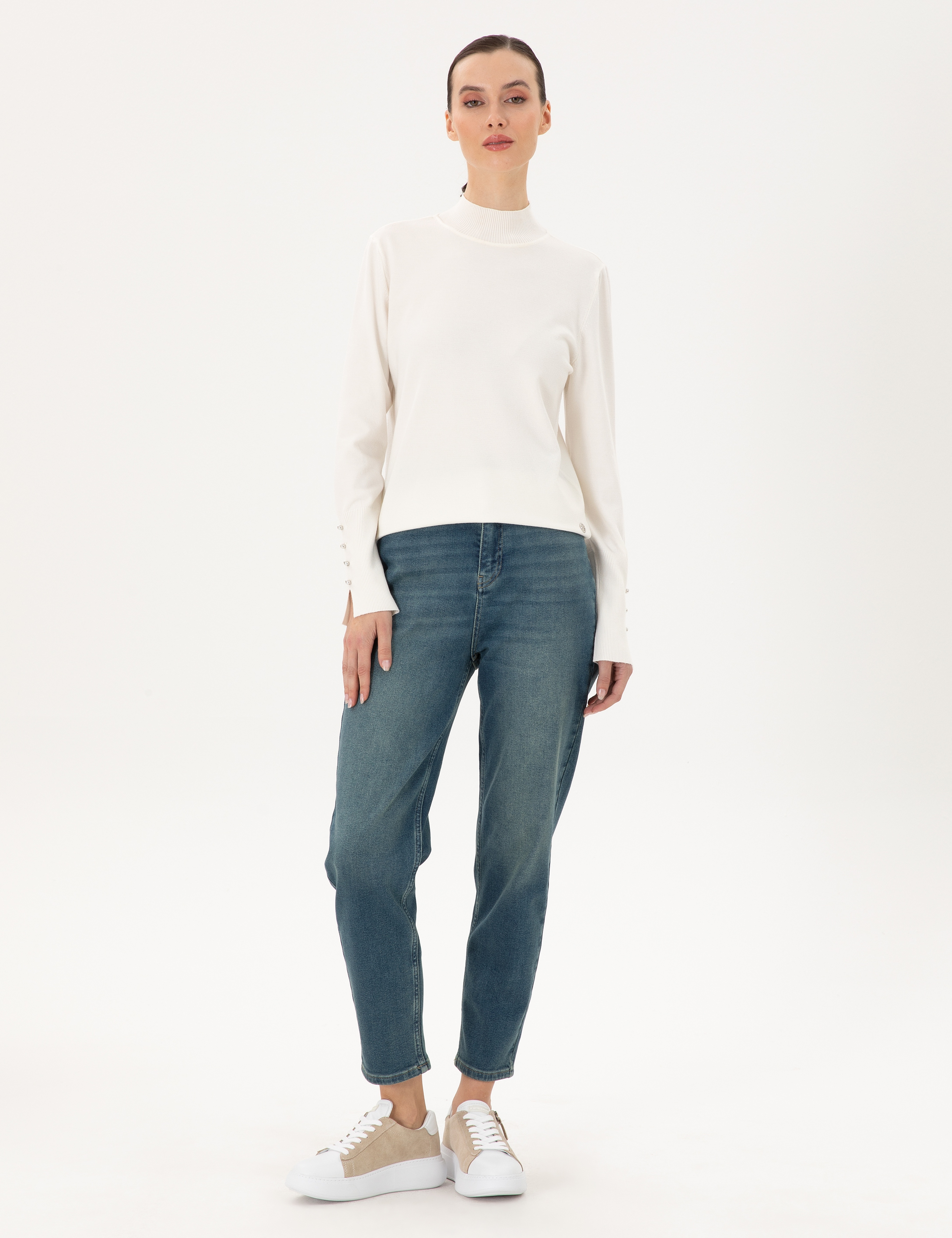 Açık Mavi Mom High Waist Fit Jean Pantolon - Image 3