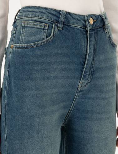 Açık Mavi Mom High Waist Fit Jean Pantolon