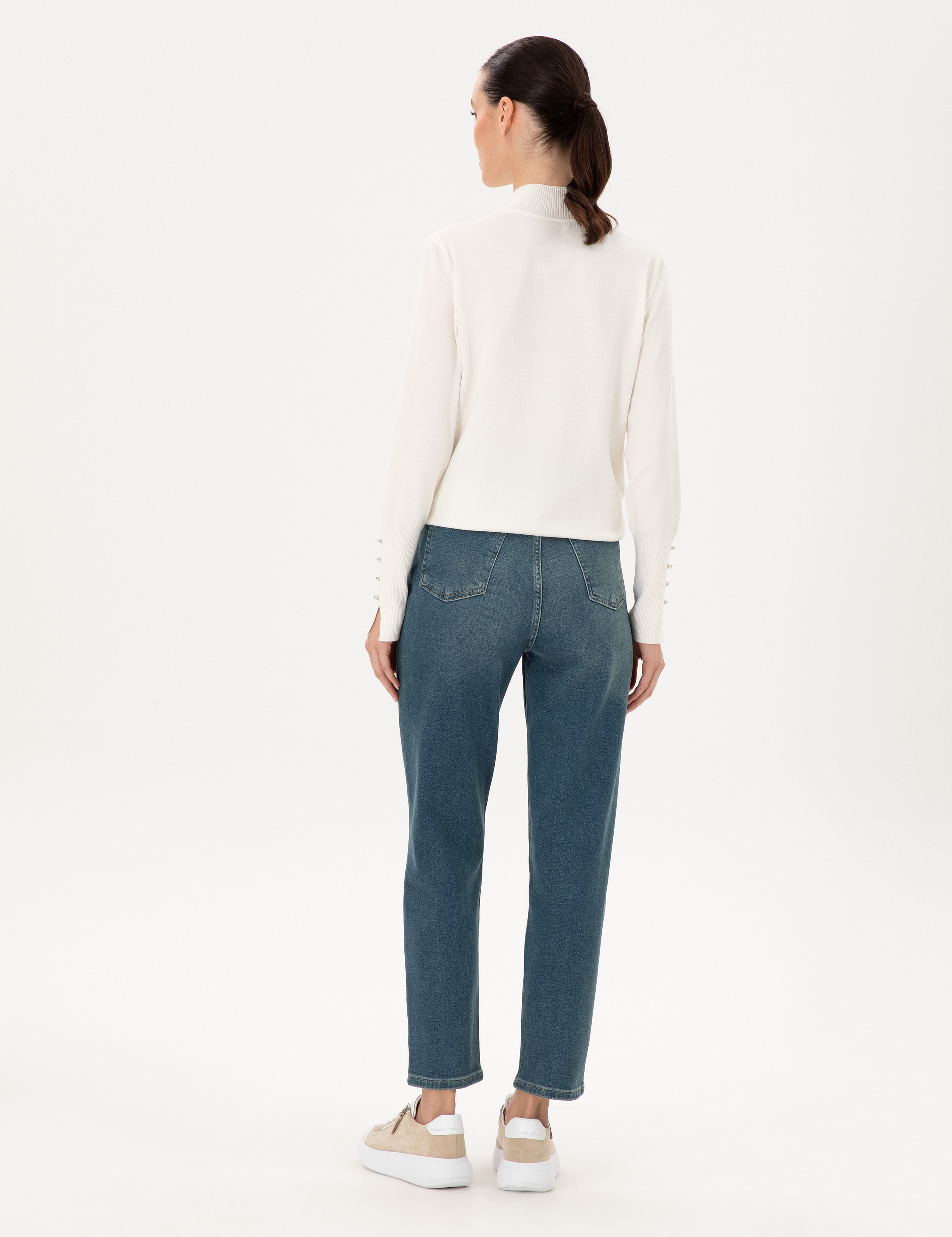 Açık Mavi Mom High Waist Fit Jean Pantolon - Image 4