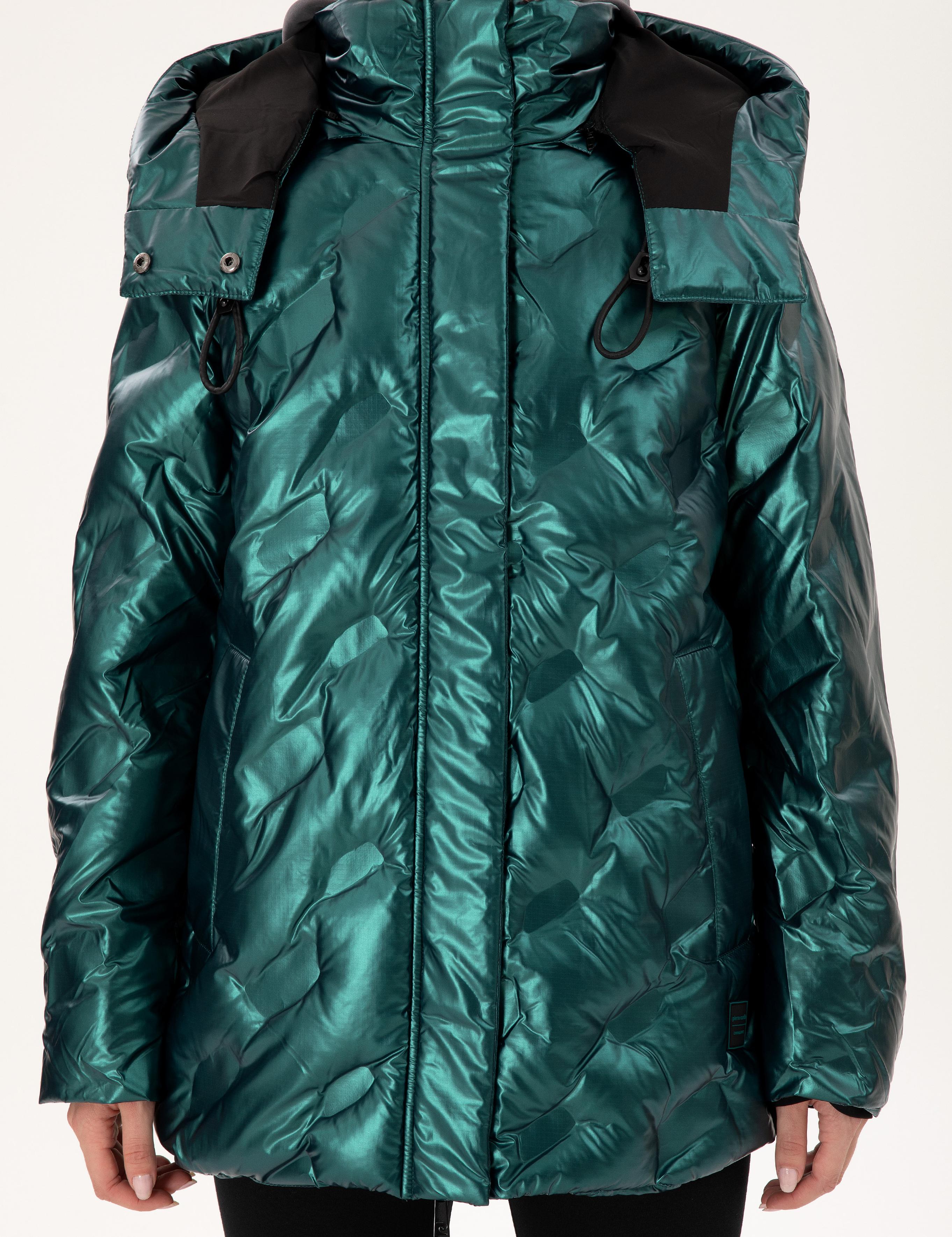 Zümrüt Kapüşonlu Parlak Mont