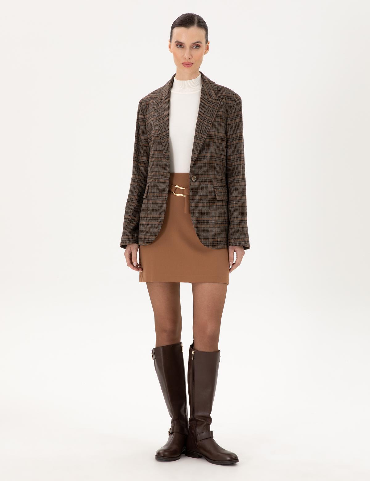 Kahverengi A Kesim Dokuma Etek - 50290405014