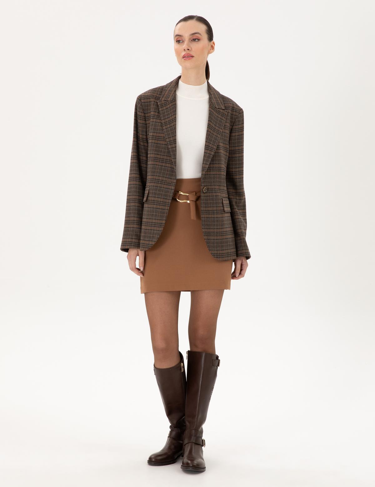 Kahverengi A Kesim Dokuma Etek