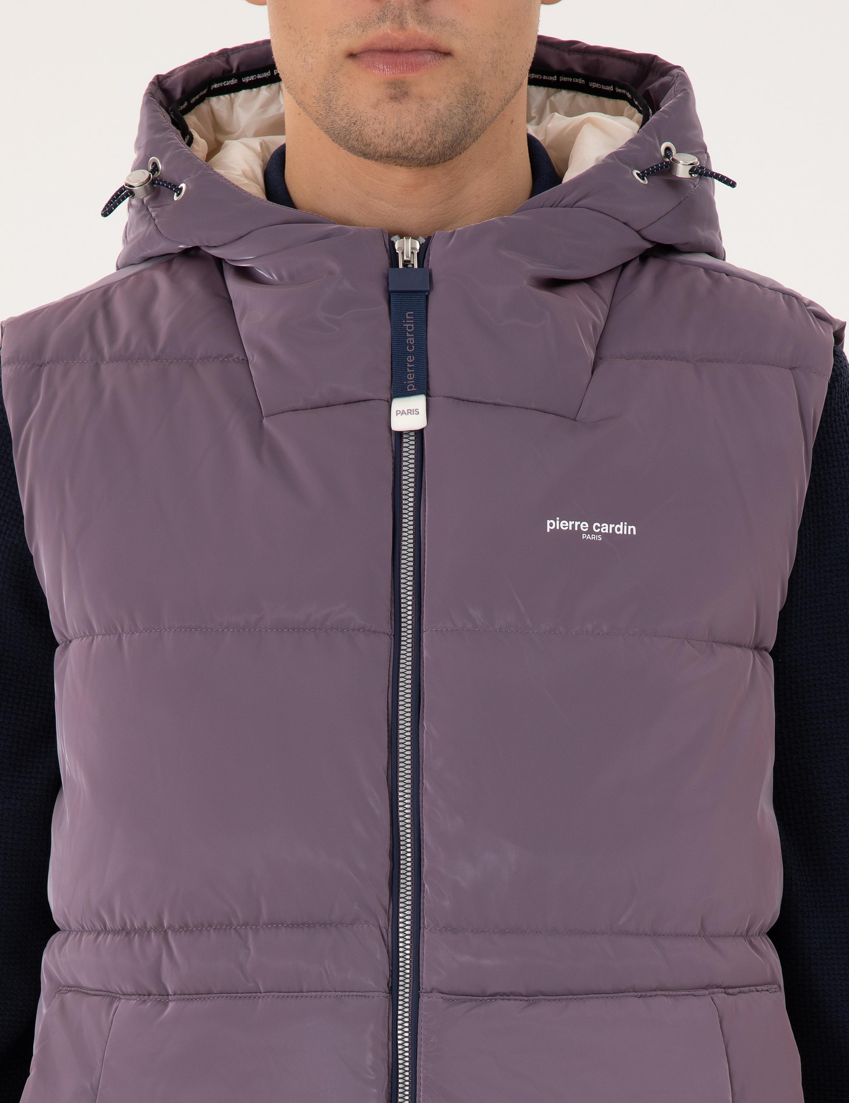 Mor Kapüşonlu Şişme Sıcak Tutan Yelek