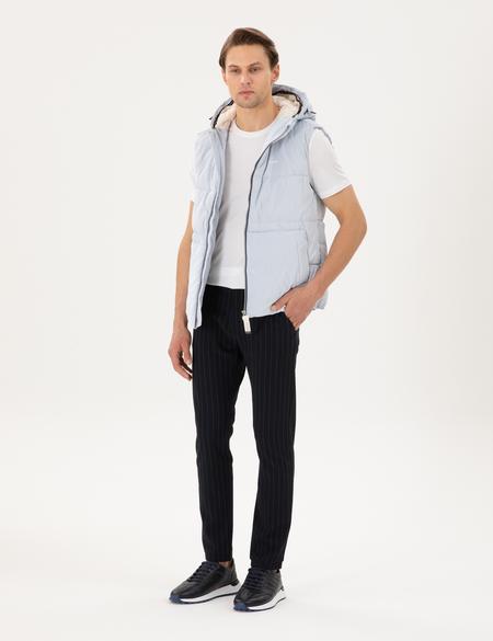 Açık Mavi Kapüşonlu Şişme Sıcak Tutan Yelek - 50293233004