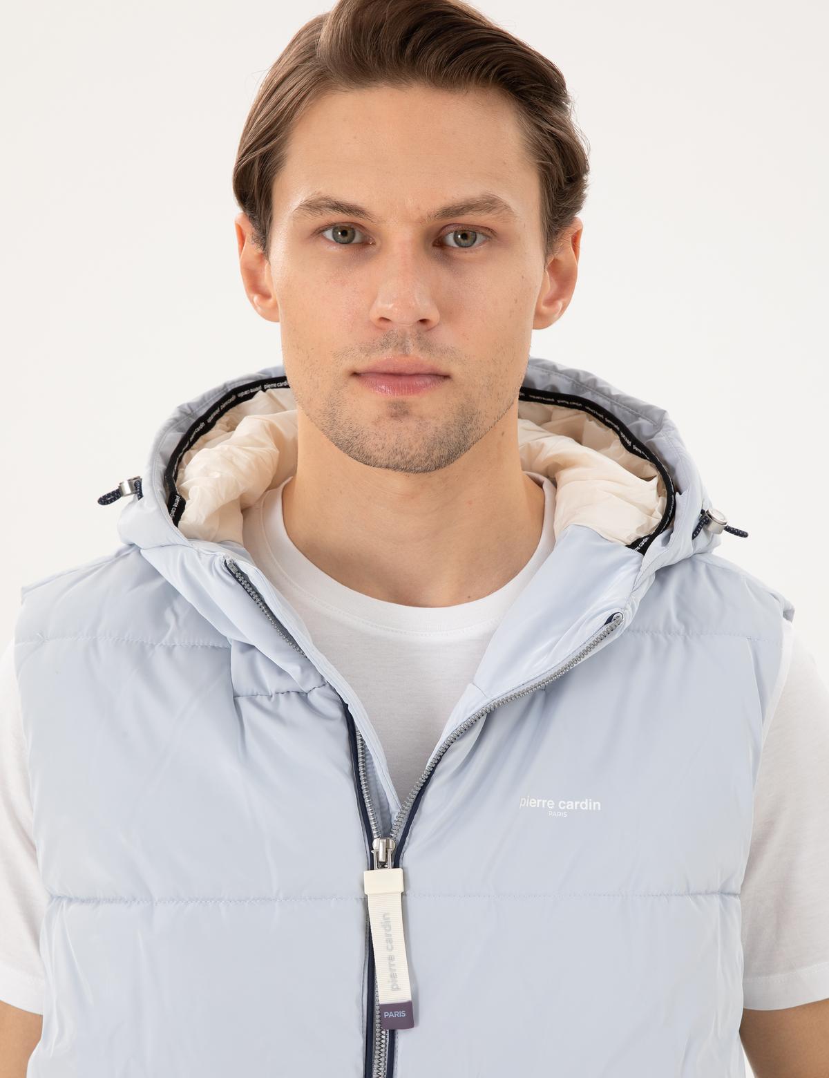 Açık Mavi Kapüşonlu Şişme Sıcak Tutan Yelek - 50293233004