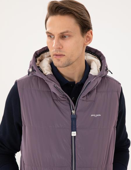 Mor Kapüşonlu Şişme Sıcak Tutan Yelek - 50293233034