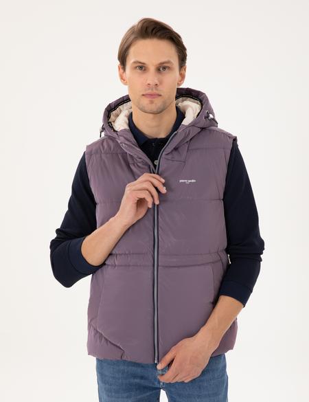 Mor Kapüşonlu Şişme Sıcak Tutan Yelek - 50293233034