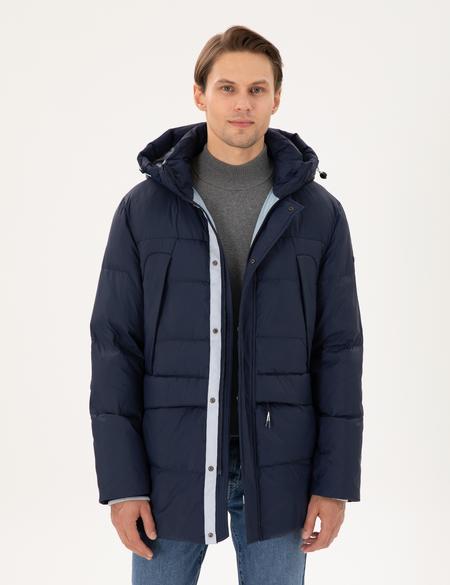 Lacivert Kapüşonlu Şişme Kaban - 50291014016