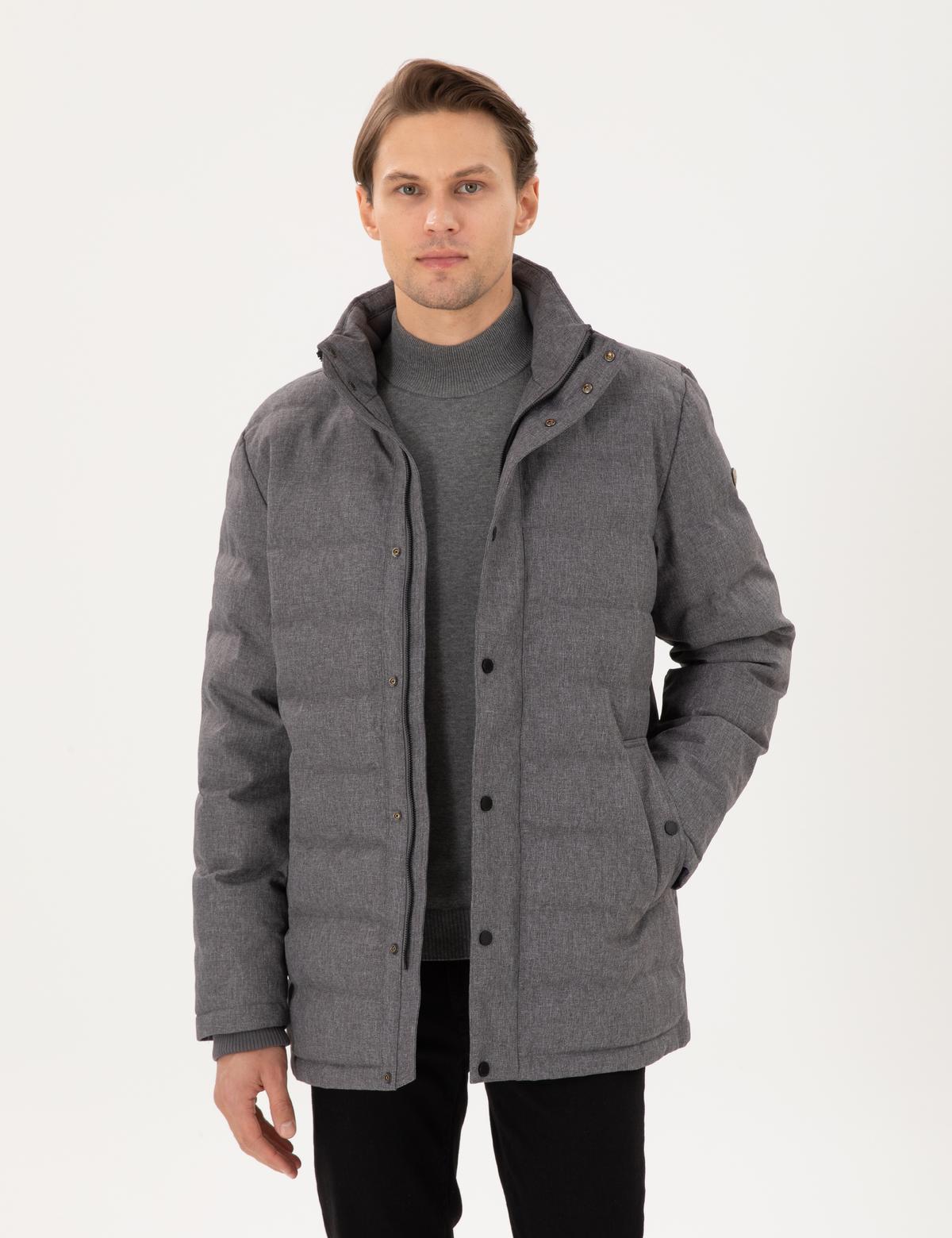 Gri Kaz Tüyü Sıcak Tutan Mont