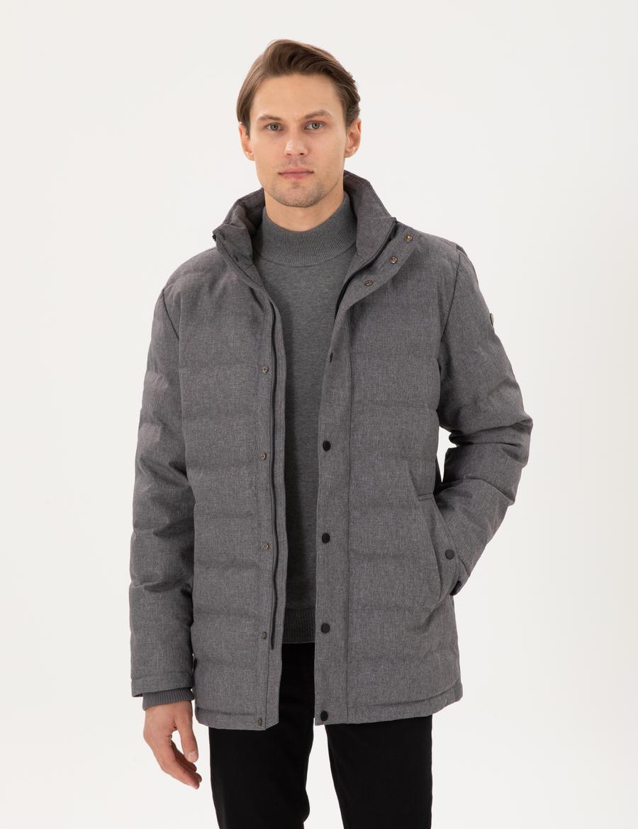 Gri Kaz Tüyü Sıcak Tutan Mont