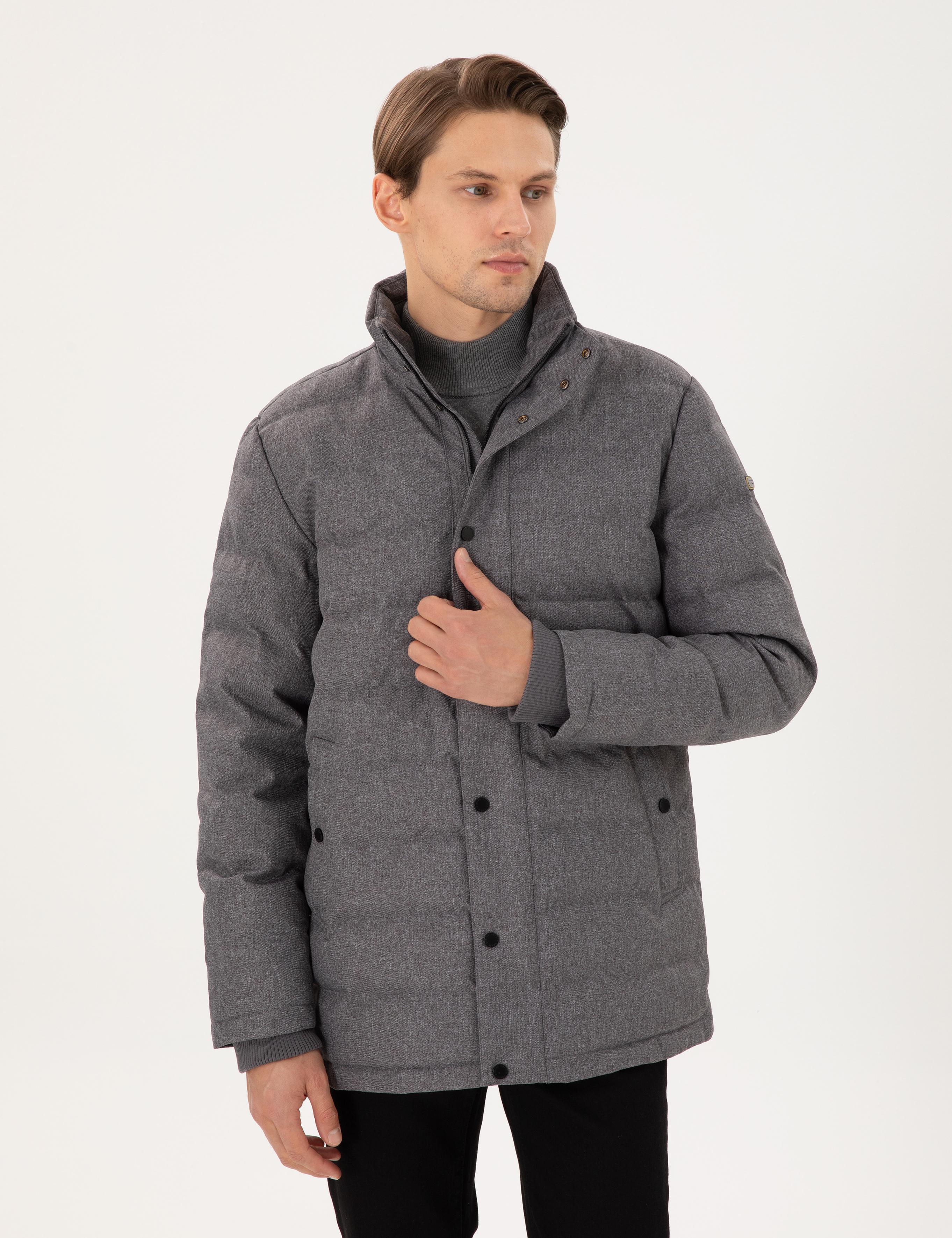 Gri Kaz Tüyü Sıcak Tutan Mont