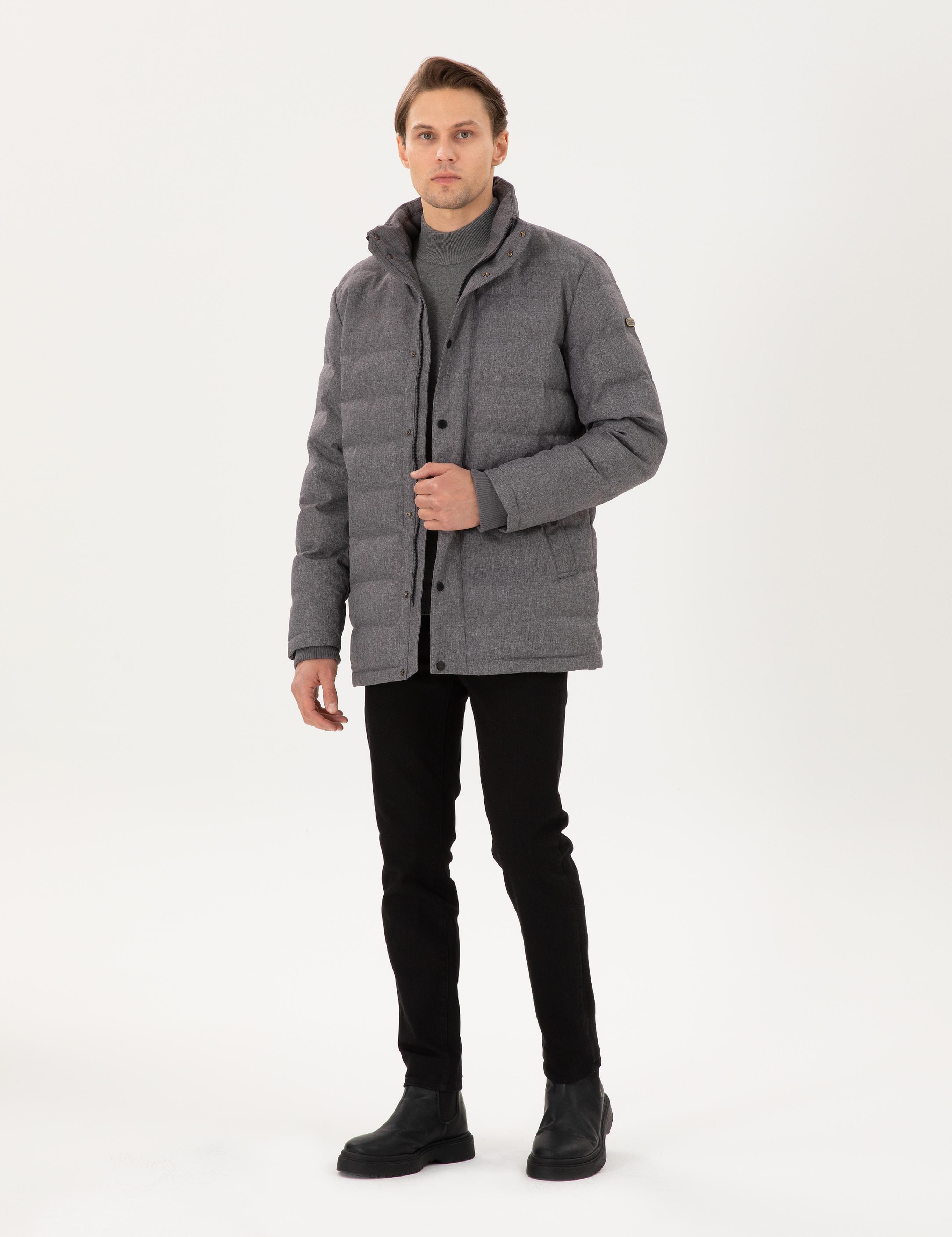 Gri Kaz Tüyü Sıcak Tutan Mont