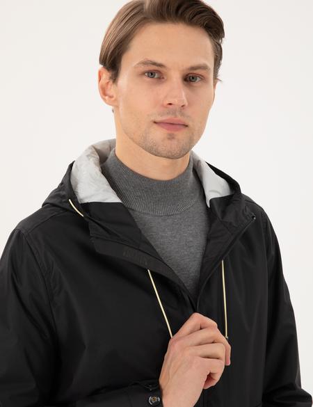 Siyah Kapüşonlu Mont - 50291019020