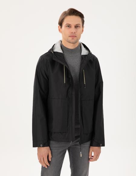 Siyah Kapüşonlu Mont - 50291019020