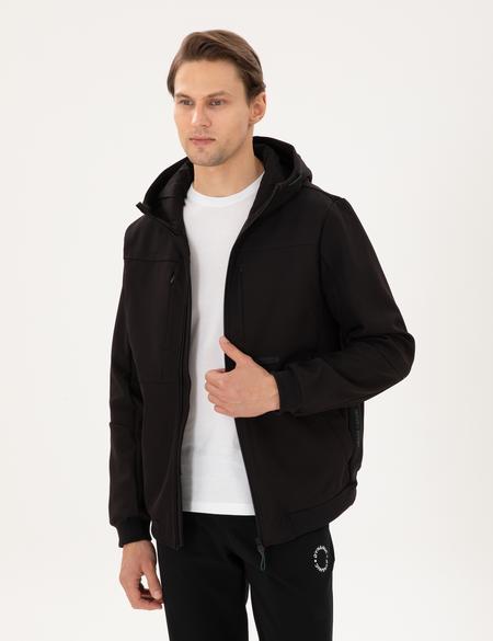 Siyah Kapüşonlu Mont - 50292554031