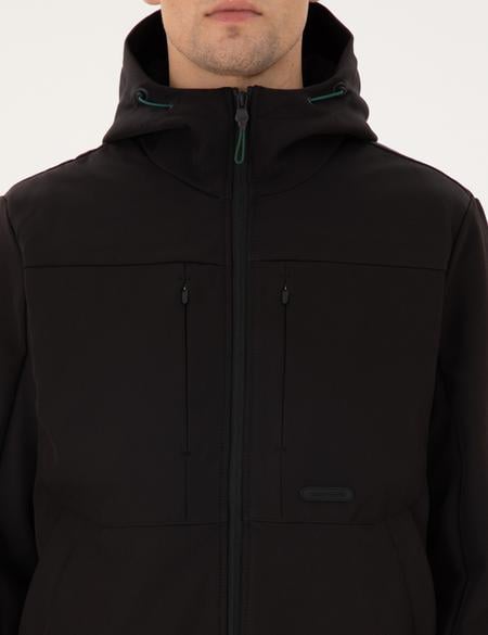 Siyah Kapüşonlu Mont - 50292554031