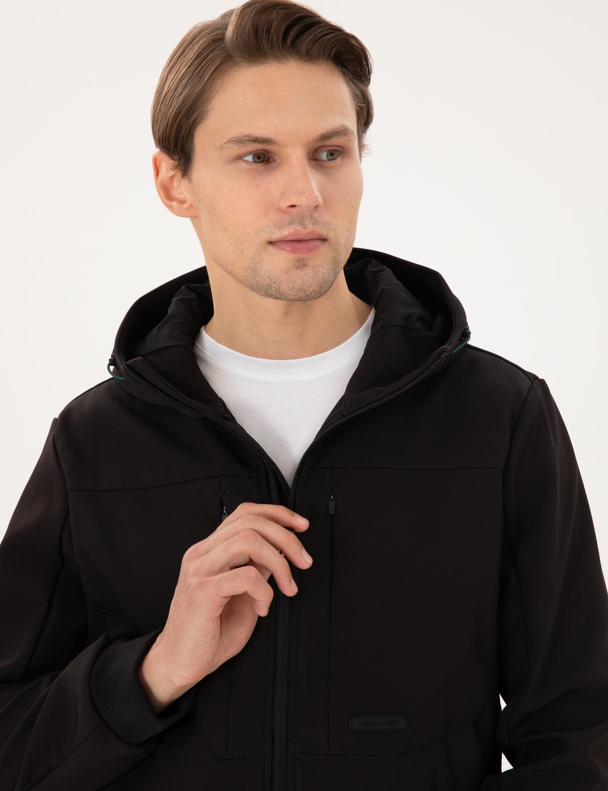 Siyah Kapüşonlu Mont - 50292554031