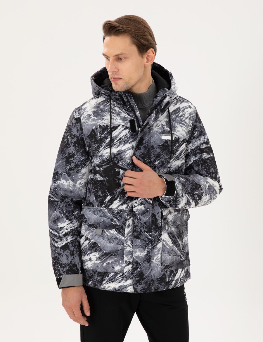 Antrasit Kapüşonlu Kar Montu