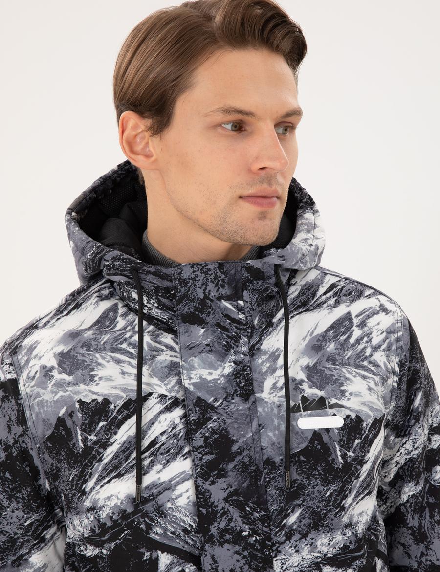 Antrasit Kapüşonlu Kar Montu