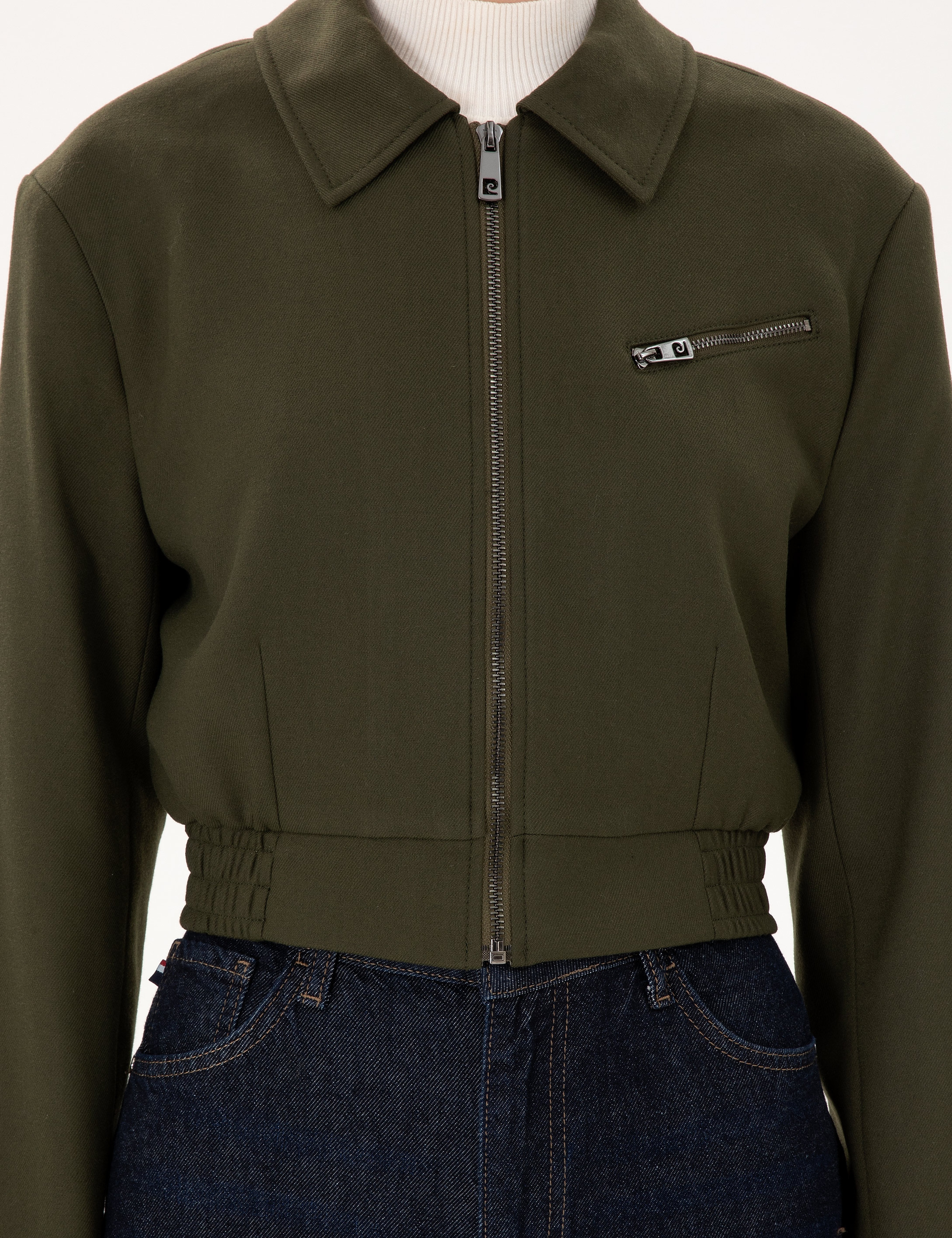 Haki Crop Top Ceket - Image 7