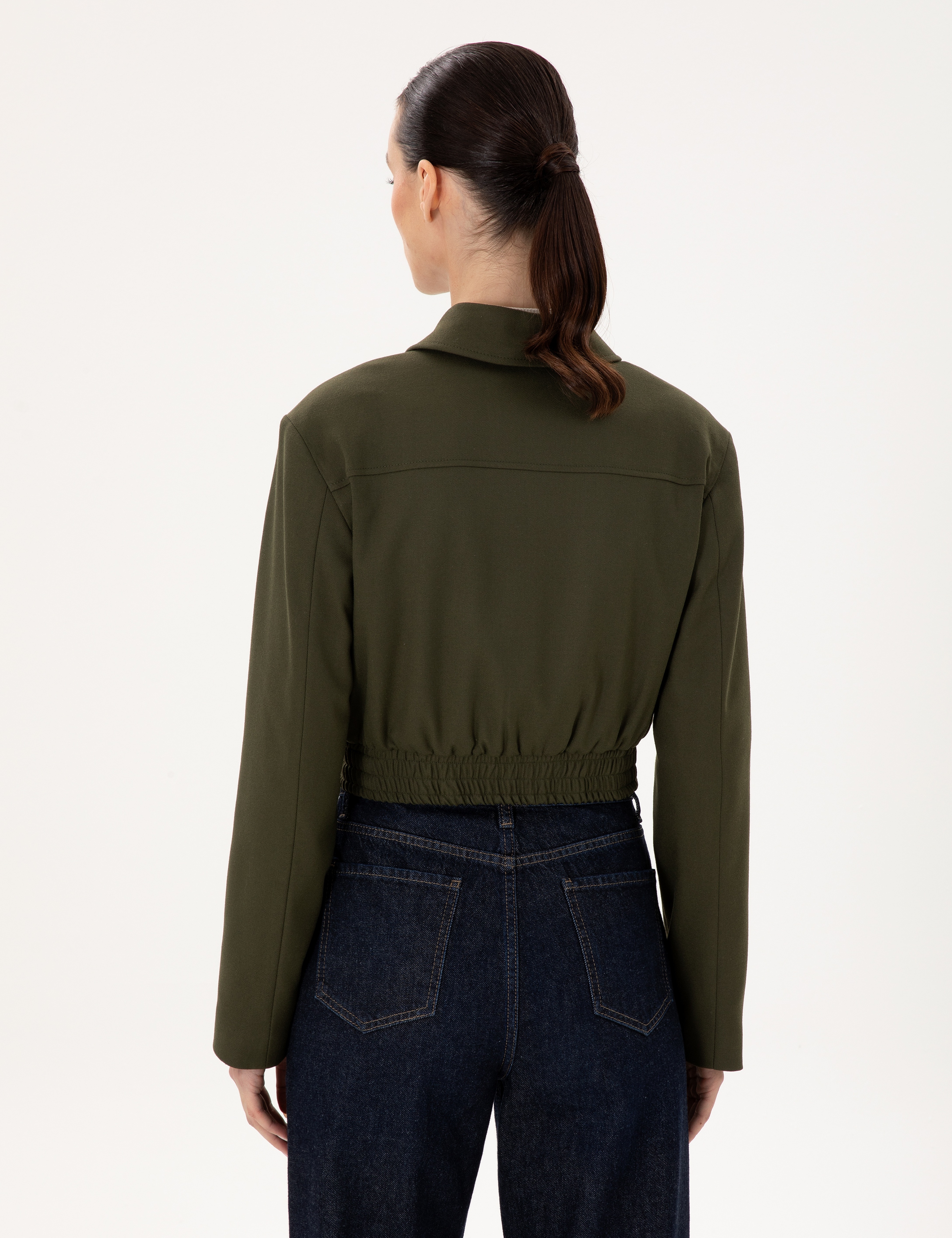 Haki Crop Top Ceket - Image 5