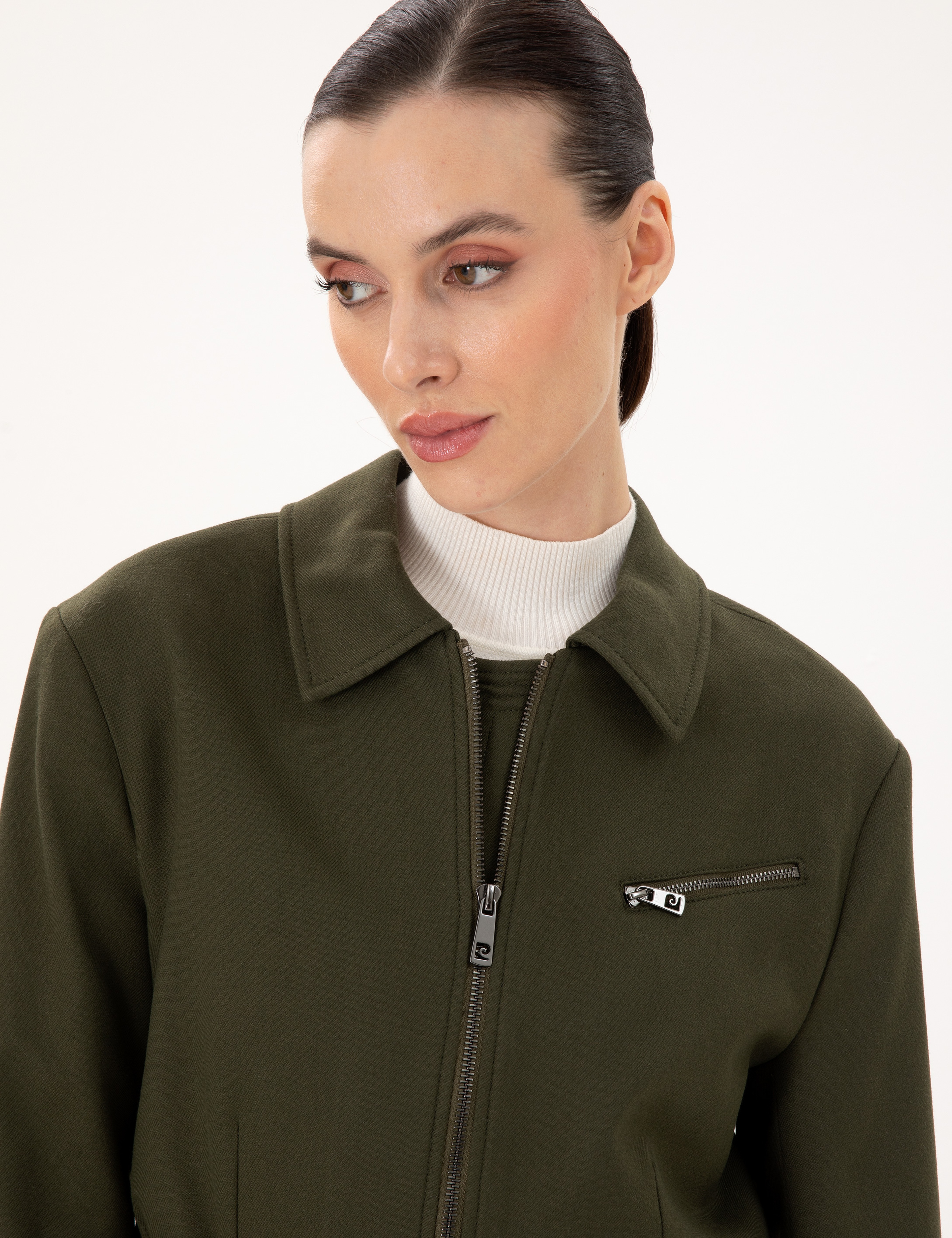Haki Crop Top Ceket - Image 2