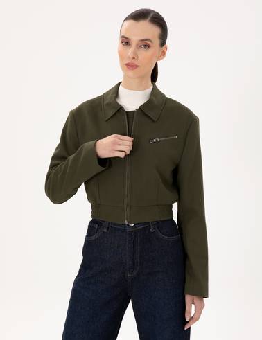 Haki Crop Top Ceket