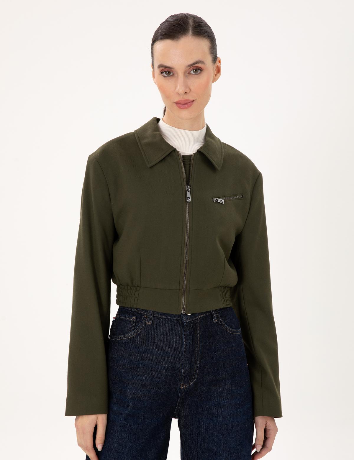 Haki Crop Top Ceket - 50290809021