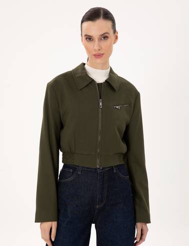 Haki Crop Top Ceket