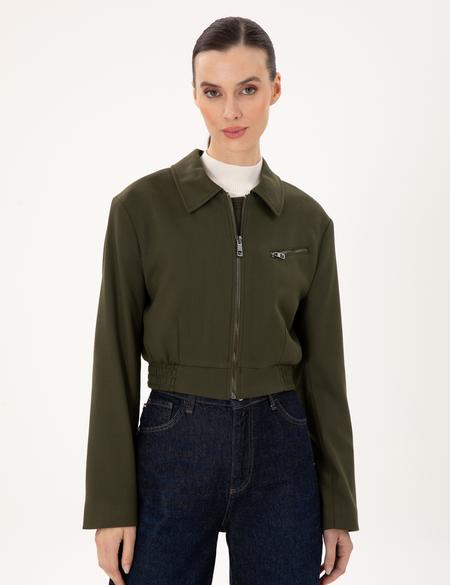 Haki Crop Top Ceket - 50290809021