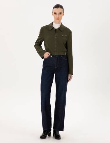 Haki Crop Top Ceket