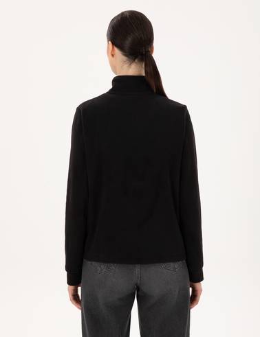Siyah Comfort Fit Fermuarlı Polar Sweatshirt