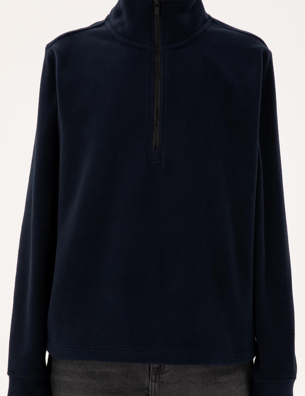 Lacivert Comfort Fit Fermuarlı Polar Sweatshirt - 50300846010