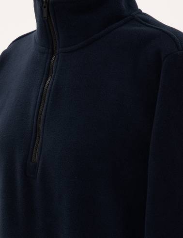 Lacivert Comfort Fit Fermuarlı Polar Sweatshirt