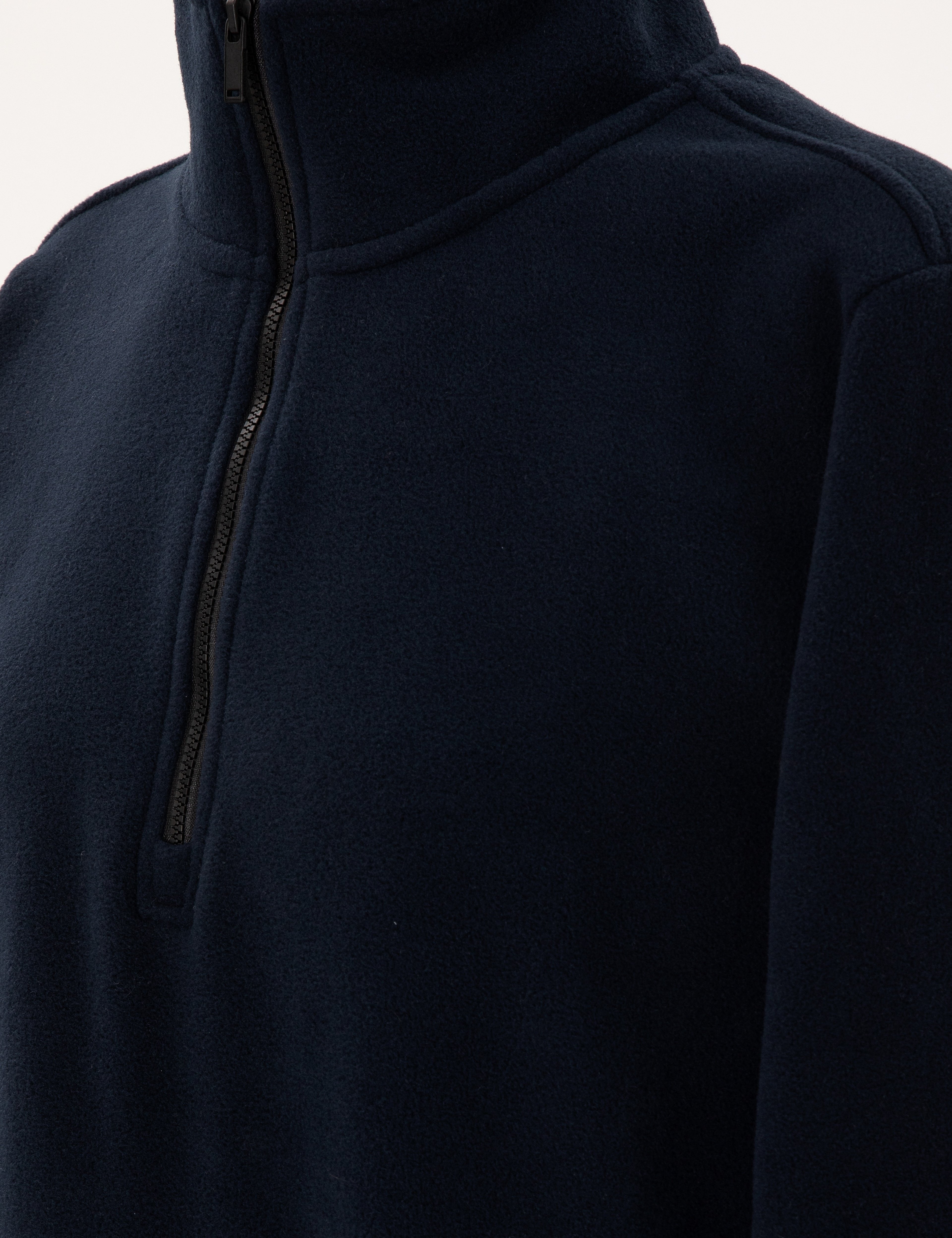 Lacivert Comfort Fit Fermuarlı Polar Sweatshirt - Image 7