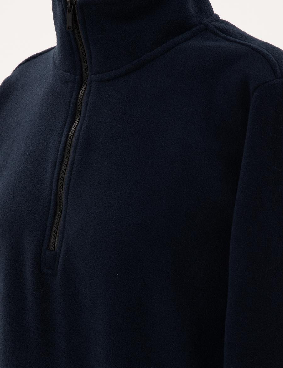 Lacivert Comfort Fit Fermuarlı Polar Sweatshirt