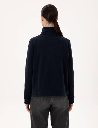 Lacivert Comfort Fit Fermuarlı Polar Sweatshirt