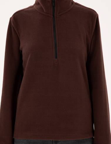 Kahverengi Comfort Fit Fermuarlı Polar Sweatshirt