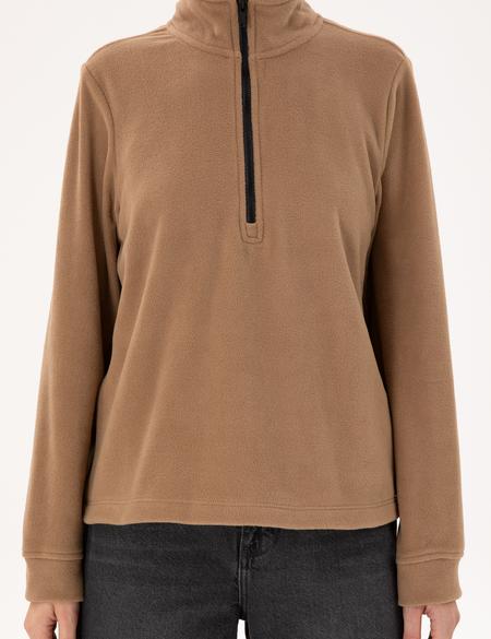 Camel Comfort Fit Fermuarlı Polar Sweatshirt - 50300846035