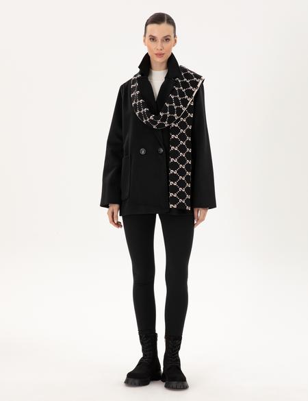 Siyah Comfort Fit Kaşe Kaban - 50296074015