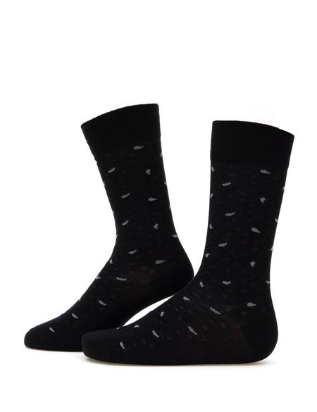 Erkek Bambu Karışımlı Siyah Soket Desenli Çorap - 50304464001