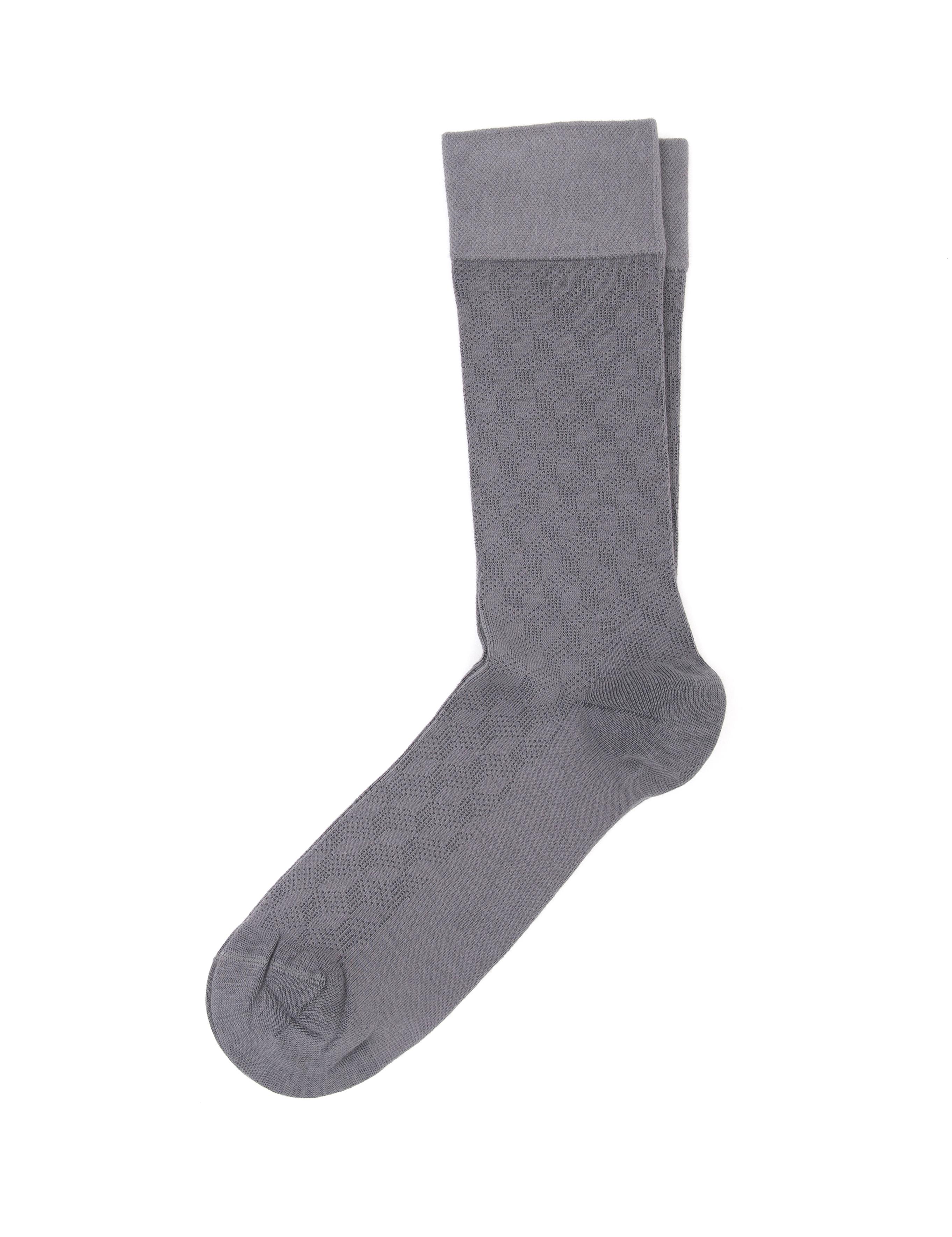 Erkek Bambu Karışımlı Gri Soket Desenli Çorap