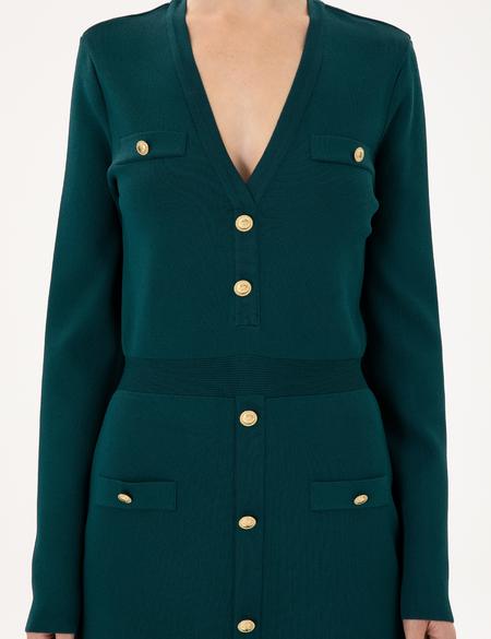 Koyu Yeşil Slim Fit Triko Elbise - 50290605007