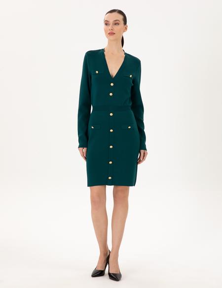 Koyu Yeşil Slim Fit Triko Elbise - 50290605007